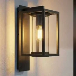 Aussenwandleuchte Ferda Lucande, dimmbar, schwarz, Aluminium, Modern, Wandleuchte außen