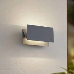 LED Aussenwandleuchte Meja Lucande, alu / grau / zink, Modern, LED Wandleuchte außen