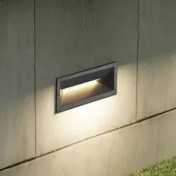 Lucande LED-Wandeinbauleuchte Jaano, anthrazit, Alu, IP65 Jaano, schwarz, Aluminium, Modern, Wandleuchte außen