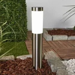 Lindby LED-Solarlampe Aleeza, 61 cm, Edelstahl, Erdspieß Aleeza, alu / grau / zink, Edelstahl, Modern, Solarleuchten