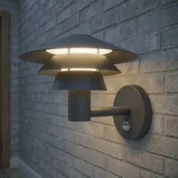 Lucande LED-Außenwandleuchte Montaro, anthrazit, IP54 Sensor Montaro, schwarz, Aluminium, Modern, Wandleuchte außen