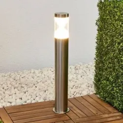 Lindby LED-Wegeleuchte Fabrizio, Höhe 56 cm, Edelstahl Fabrizio, alu / grau / zink, Edelstahl, Modern