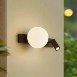 LED Aussenwandleuchte Larcie Lindby, schwarz, für Flurbereich, Aluminium, Modern, LED Wandleuchte außen