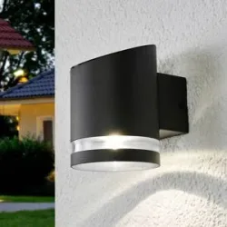 Lindby LED-Solar-Außenwandleuchte Melinda, 9 cm, Edelstahl Melinda, alu / grau / zink, Edelstahl, Modern, Solarleuchte außen