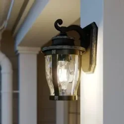 Aussenwandleuchte Philody Lindby, dimmbar, braun / rost, Aluminium, Antik, Wandleuchte außen