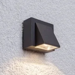 LED Aussenwandleuchte MARIK Lucande, schwarz, Aluminium, Modern, LED Wandleuchte außen