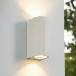 Aussenwandleuchte Aluvo Lindby, dimmbar, weiß / opal, Aluminium, Modern, Wandleuchte außen