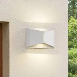 LED Aussenwandleuchte Anlira Lindby, weiß / opal, Metall, Modern, LED Wandleuchte außen