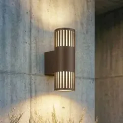 Aussenwandleuchte Lurinda Lindby, dimmbar, braun / rost, Metall, Modern, Wandleuchte außen