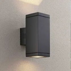Aussenwandleuchte Stani Lucande, dimmbar, alu / grau / zink, Aluminium, Modern, Wandleuchte außen