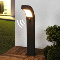 Lucande LED-Sockelleuchte Lennik, Sensor, 60 cm, anthrazit LENNIK, schwarz, Aluminium, Modern
