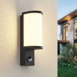LED Aussenwandleuchte mit Bewegungsmelder Jokum Lucande, alu / grau / zink, Aluminium, Modern, LED Wandleuchte außen