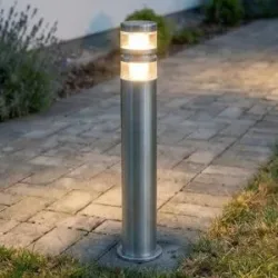 LED Wegeleuchte LANEA Lindby, alu / grau / zink, Edelstahl, Modern, LED Außenleuchte