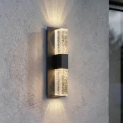 LED Aussenwandleuchte Velune Lucande, schwarz, Aluminium, Modern, LED Wandleuchte außen