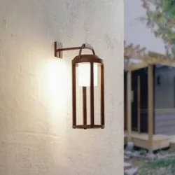 Lucande 2-in-1 LED-Solar-Wandleuchte Tilena, rost, rund, Alu Tilena Lucande, dimmbar, schwarz, Aluminium, Modern, Solarleuchte außen