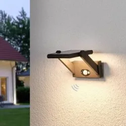 Solarbetriebene LED-Außenwandlampe Valerian Lucande, schwarz, Aluminium, Modern, Solarleuchte außen
