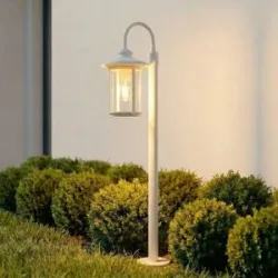 Wegeleuchte Zayn Lindby, dimmbar, weiß / opal, Aluminium, Antik, Außenleuchte