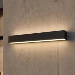 LED Aussenwandleuchte Lengo Lucande, schwarz, Aluminium, Modern, LED Wandleuchte außen
