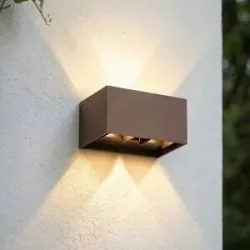 LED Aussenwandleuchte Nivar Lindby, braun / rost, Aluminium, Modern, LED Wandleuchte außen
