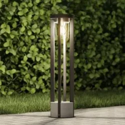 Wegeleuchte Overa Lucande, dimmbar, alu / grau / zink, Aluminium, Modern, Außenleuchte