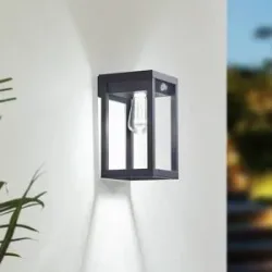 Lindby Smart LED-Solarwandlampe Enea, Sensor, CCT, RGB, Tuya Enea Lindby, dimmbar, schwarz, Kunststoff, Modern, Smart Home Wandleuchte außen