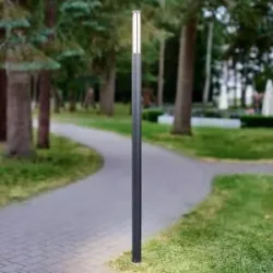 Lucande LED-Außenleuchte Sidny, 220 cm, anthrazit, IP54 Sidny, schwarz, Aluminium, Modern