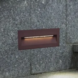 Lucande LED-Wandeinbauleuchte Loya, 23 x 8 cm, rost, IP54 Loya, braun / rost, Aluminium, Modern, Wandleuchte außen