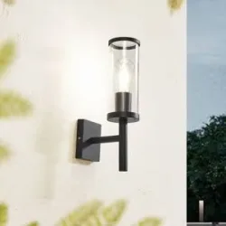 Aussenwandleuchte Zanta Lucande, dimmbar, schwarz, Aluminium, Modern, Wandleuchte außen