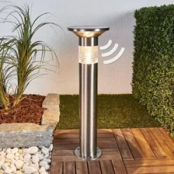 Lindby LED-Sockelleuchte Jalisa, 54 cm, Solar, Sensor Jalisa, alu / grau / zink, Edelstahl, Modern, Solarleuchten