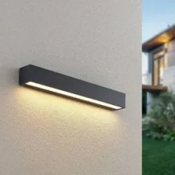LED Aussenwandleuchte Lengo Lucande, schwarz, Aluminium, Modern, LED Wandleuchte außen