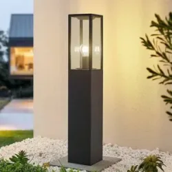 Wegeleuchte Peldar Lindby, dimmbar, schwarz, Aluminium, Modern, Außenleuchte