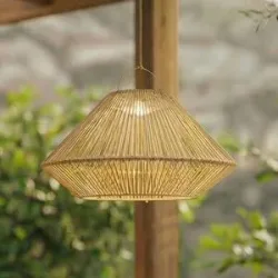 Lindby LED-Solarhängelampe Austas, beige, Ø 50 cm, USB, IP54 Austas Lindby, dimmbar, creme / amber, Kunststoff, Modern, Solarleuchten