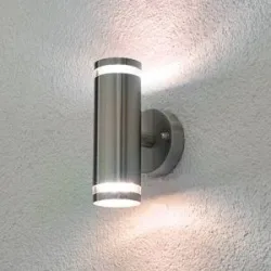 LED Aussenwandleuchte Tiberius Lindby, alu / grau / zink, Edelstahl, Modern, LED Wandleuchte außen