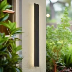 LED Aussenwandleuchte Melira Lucande, schwarz, Aluminium, Modern, LED Wandleuchte außen