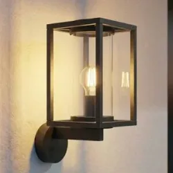 Aussenwandleuchte Ferda Lucande, dimmbar, schwarz, Aluminium, Modern, Wandleuchte außen