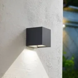 Prios LED-Solarwandlampe Lius, Höhe 15 cm, Bewegungssensor Lius PRIOS, schwarz, Aluminium, Modern