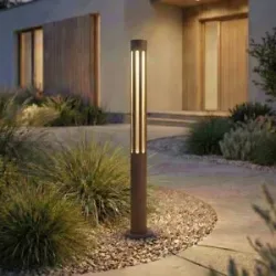 LED Wegeleuchte Fjorya Lindby, braun / rost, Aluminium, Modern, LED Außenleuchte