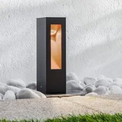 LED Sockelleuchte JENKE Lucande, schwarz, Aluminium, Modern, LED Außenleuchte