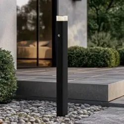 Lindby Wegeleuchte Halvar, 80cm, schwarz, IP65, GU10, Sensor Halvar Lindby, dimmbar, schwarz, Metall, Modern