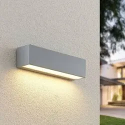 LED Aussenwandleuchte Lengo Lucande, alu / grau / zink, Aluminium, Modern, LED Wandleuchte außen