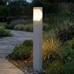 Lucande Wegeleuchte Kiran 100 cm, Sensor, hellgrau, IP44 Lucande, dimmbar, alu / grau / zink, Aluminium, Modern