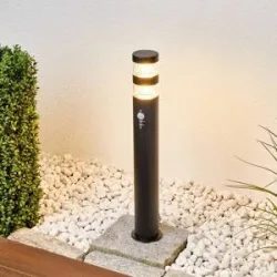 Lindby LED-Wegelampe Lanea, 60 cm, schwarz, Sensor, IP44 Lanea, schwarz, Edelstahl, Modern