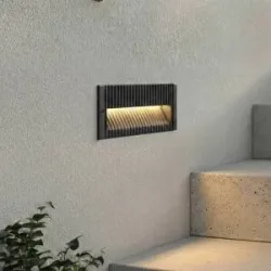 Lucande LED-Wandeinbauleuchte Tavion, 25 cm, anthrazit, IP65 Tavion, schwarz, Aluminium, Modern, Wandleuchte außen
