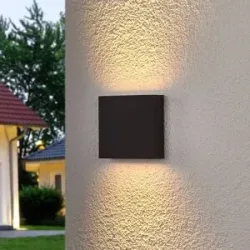 LED Aussenwandleuchte Trixy Lucande, schwarz, Aluminium, Modern, LED Wandleuchte außen