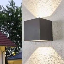 LED Aussenwandleuchte Merjem Lucande, alu / grau / zink, Aluminium, Modern, LED Wandleuchte außen