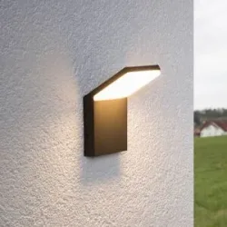 LED Aussenwandleuchte NEVIO Lucande, schwarz, Aluminium, Modern, LED Wandleuchte außen