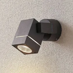 Lucande Außenwandstrahler Kavuna, eckig, anthrazit, IP54 Kavuna Lucande, dimmbar, schwarz, Aluminium, Modern, Außenleuchte