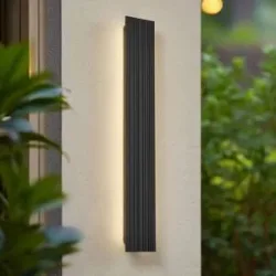 LED Aussenwandleuchte Melira Lucande, schwarz, Aluminium, Modern, LED Wandleuchte außen