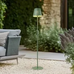 Lindby LED-Solar-Stehleuchte Hilario, grün, Eisen, Akku Hilario Lindby, dimmbar, grün, Metall, Solarleuchten