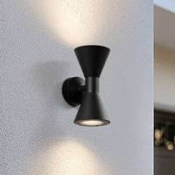 Aussenwandleuchte Xalor Lucande, dimmbar, schwarz, Aluminium, Modern, Wandleuchte außen